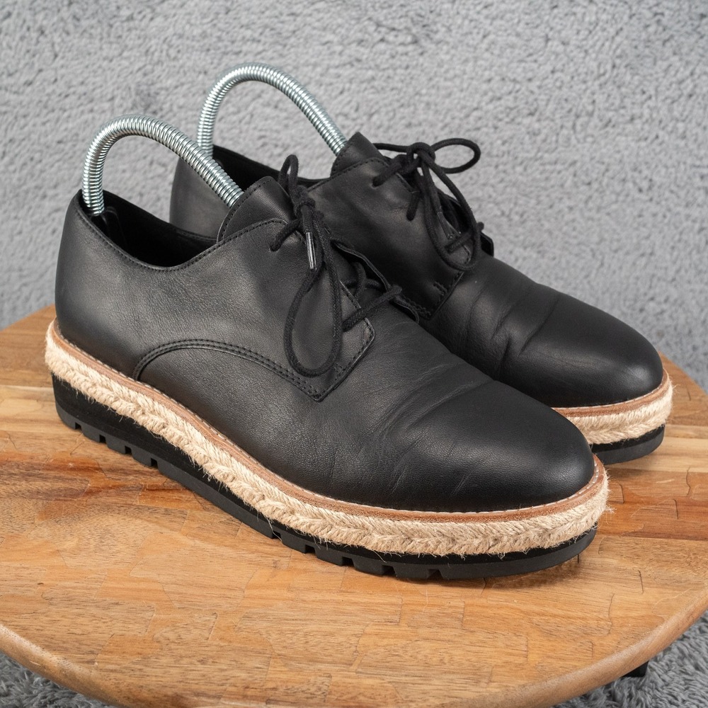 Eileen Fisher Eddy Smooth Leather Platform Oxford Shoes‎ Sz 8.5